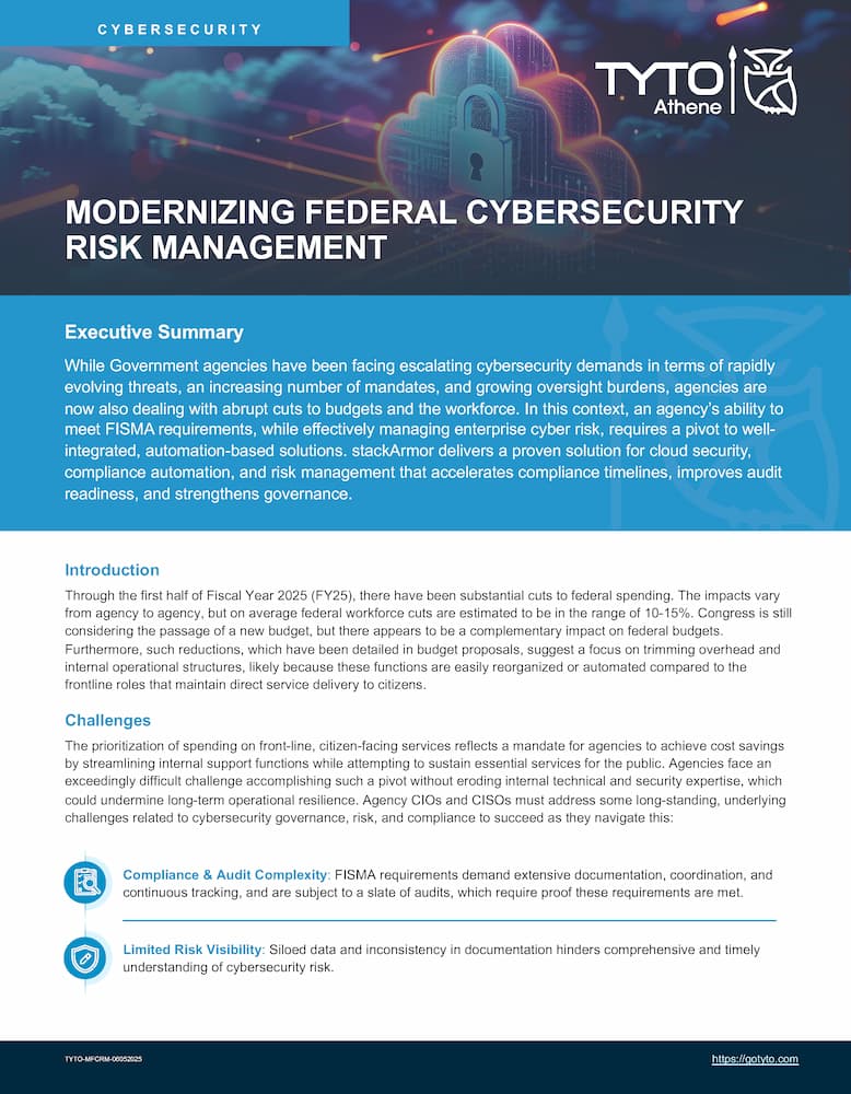 Tyto Athene Modernizing Federal Cybersecurity Risk Managment